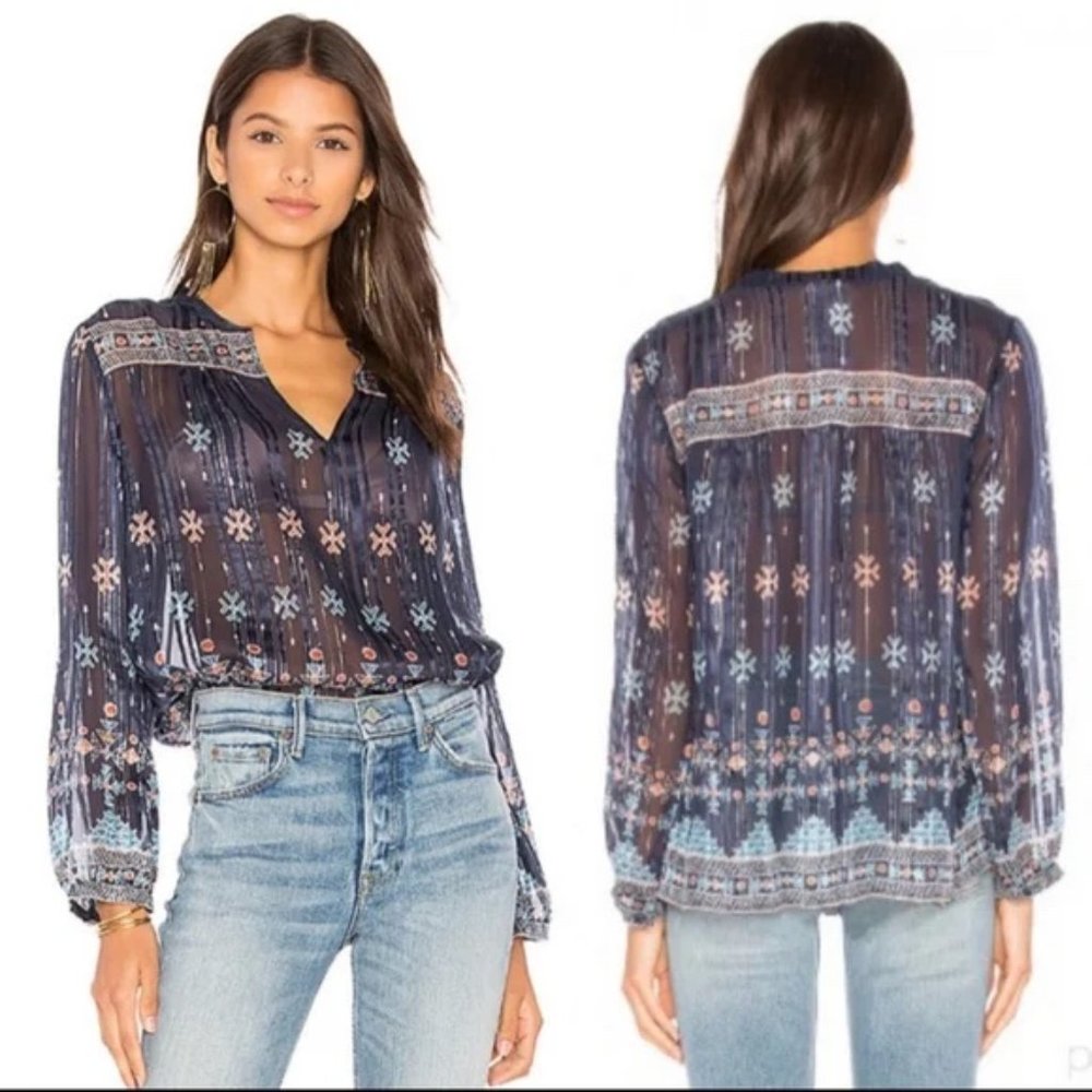 NWOT Joie Sensoa Semi Sheer Silk shimmer top size M